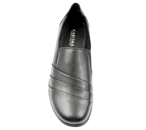 Pantofi casual, dama, KARISMA, WB40004B negru, piele naturala